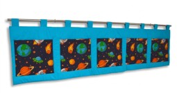 Velký kapsář na zeď 200x50 cm vesmír na tmavě tyrkysové